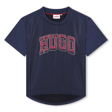HUGO Playera para niña a adolescente azul brillante